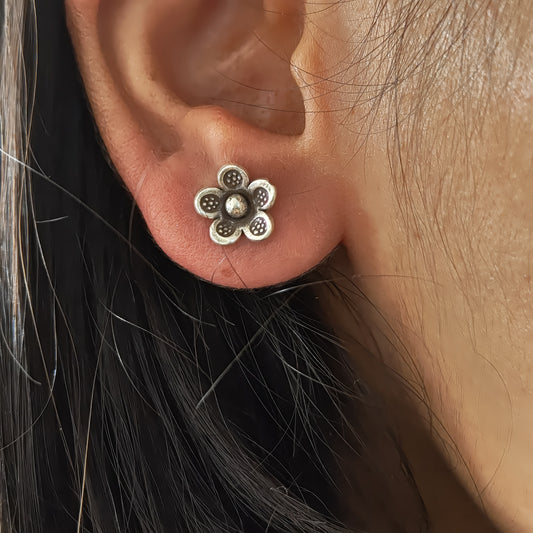 Mini 3D Floral Rava Earring with Post and Screw