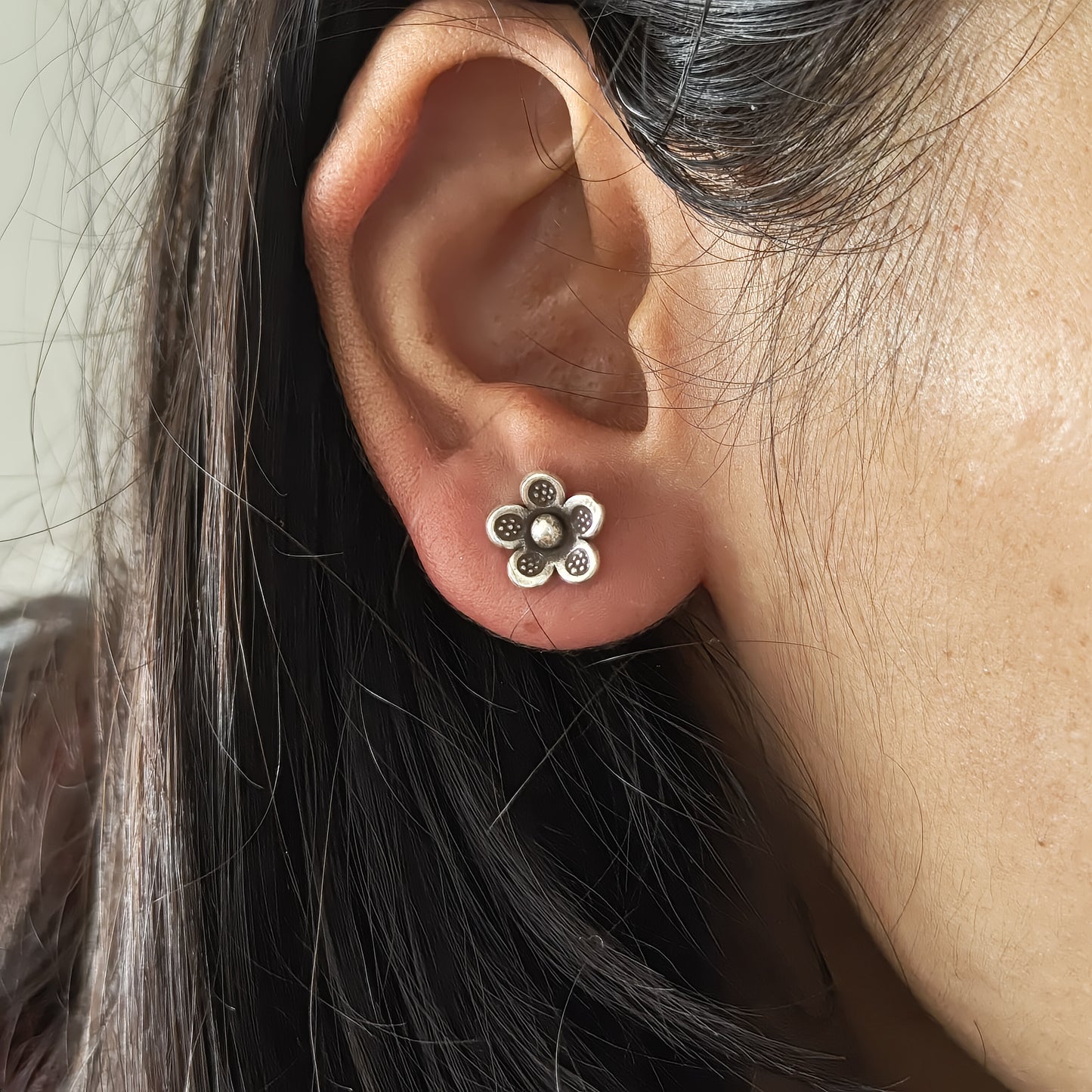 Mini 3D Floral Rava Earring with Post and Screw