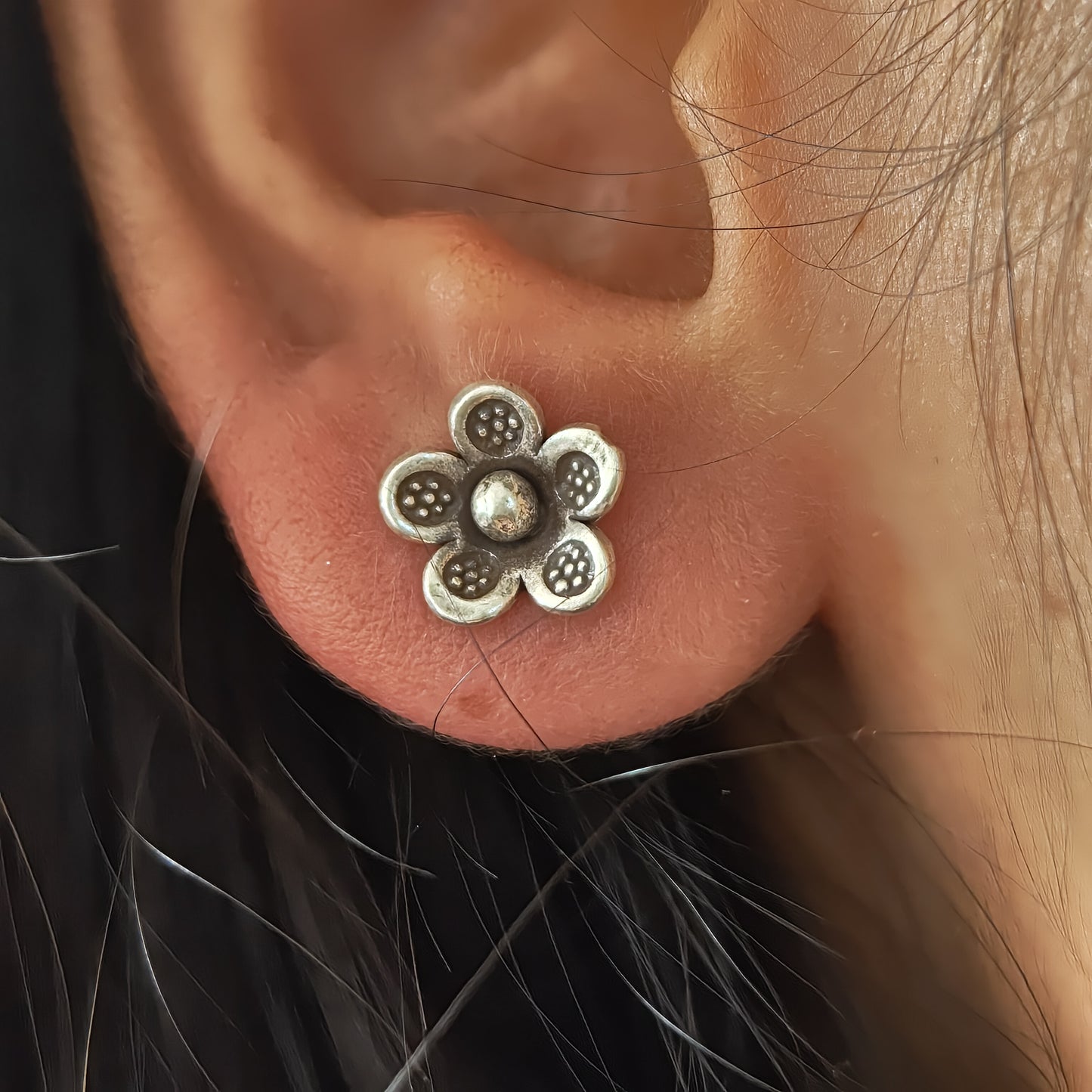 Mini 3D Floral Rava Earring with Post and Screw