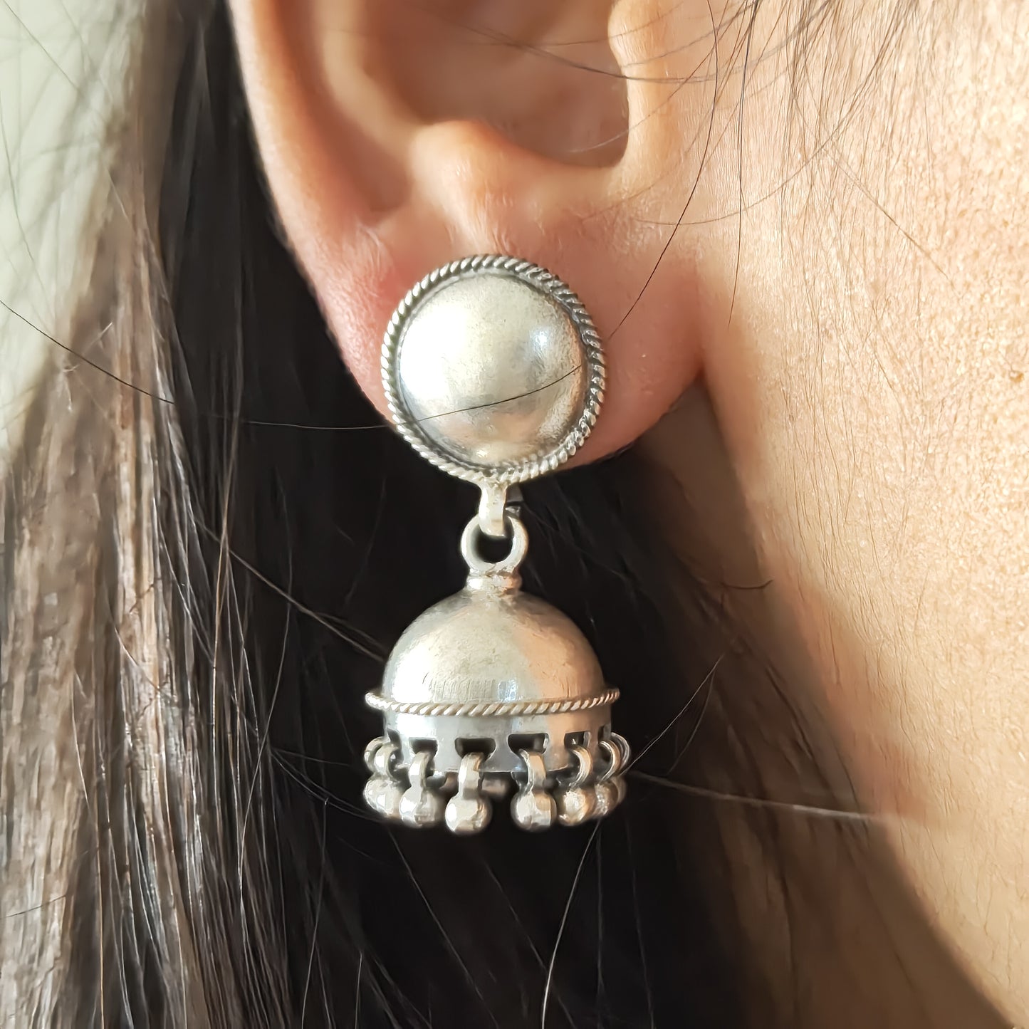 Classic Evergreen 92.5 Silver Statement Jhumka