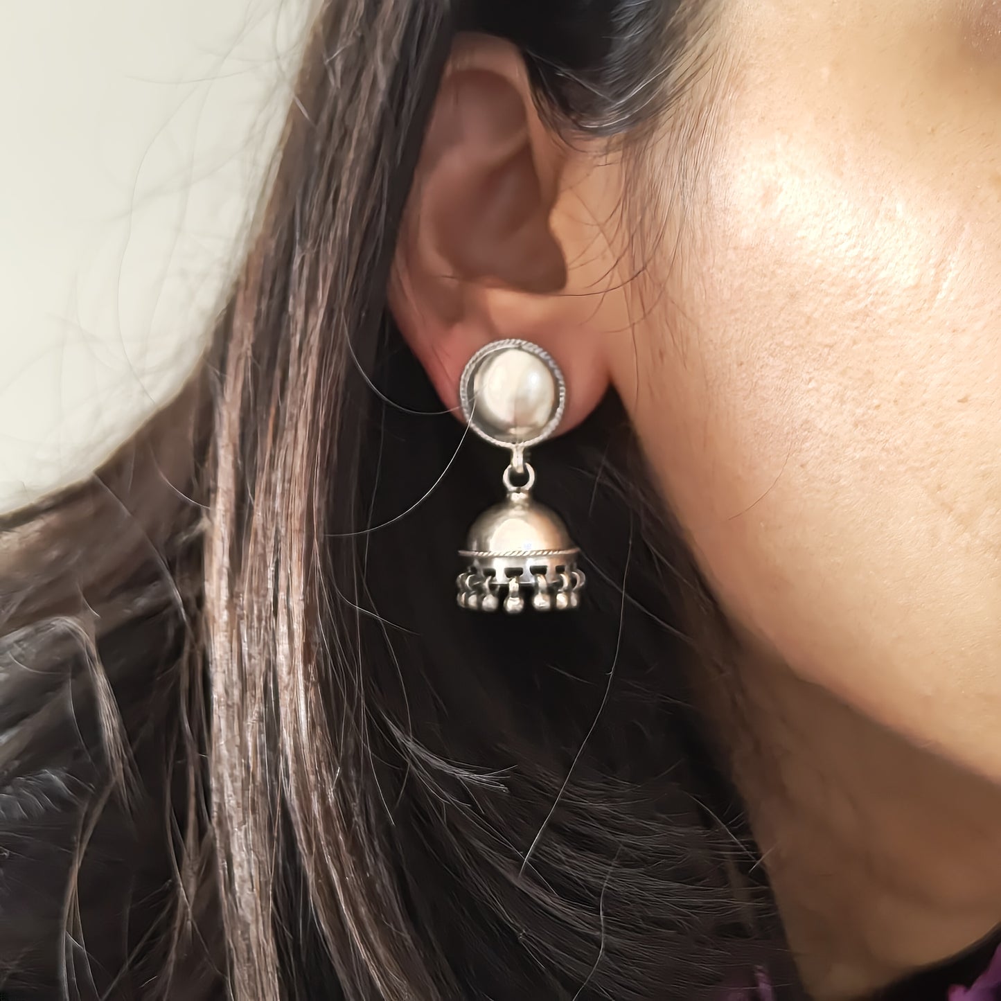 Classic Evergreen 92.5 Silver Statement Jhumka