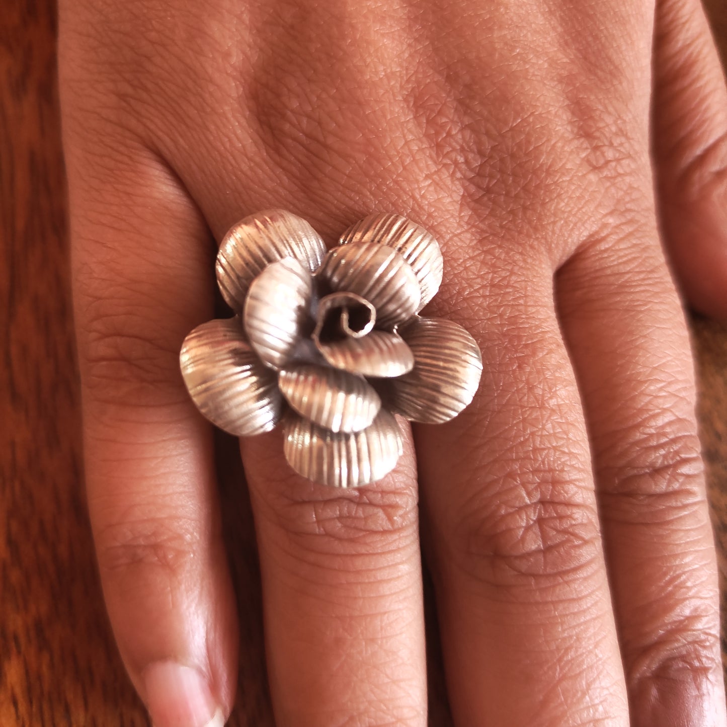 Statement 3D Rose Ring With Texture