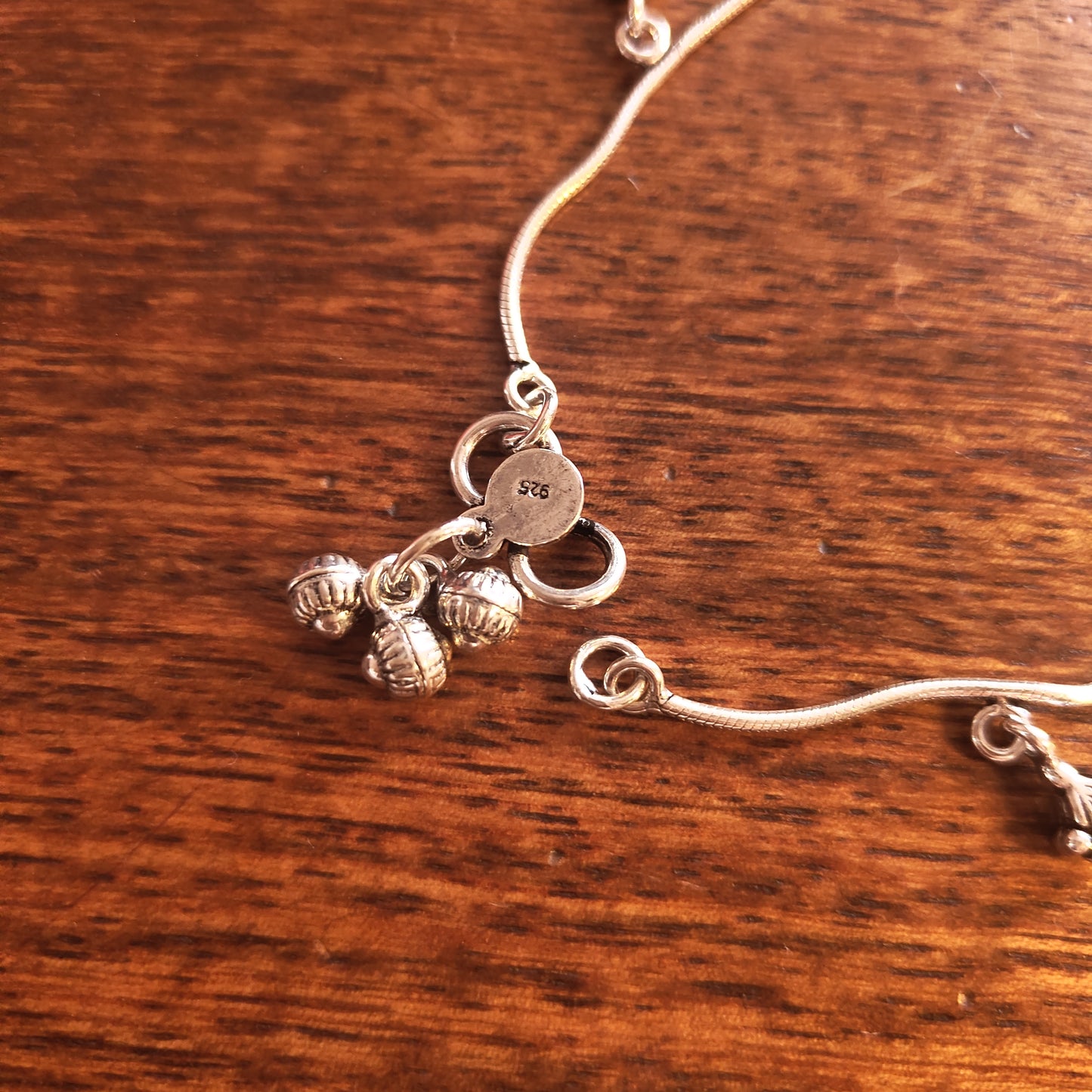 925 Silver Women Anklet With Circular Rose and Hangings