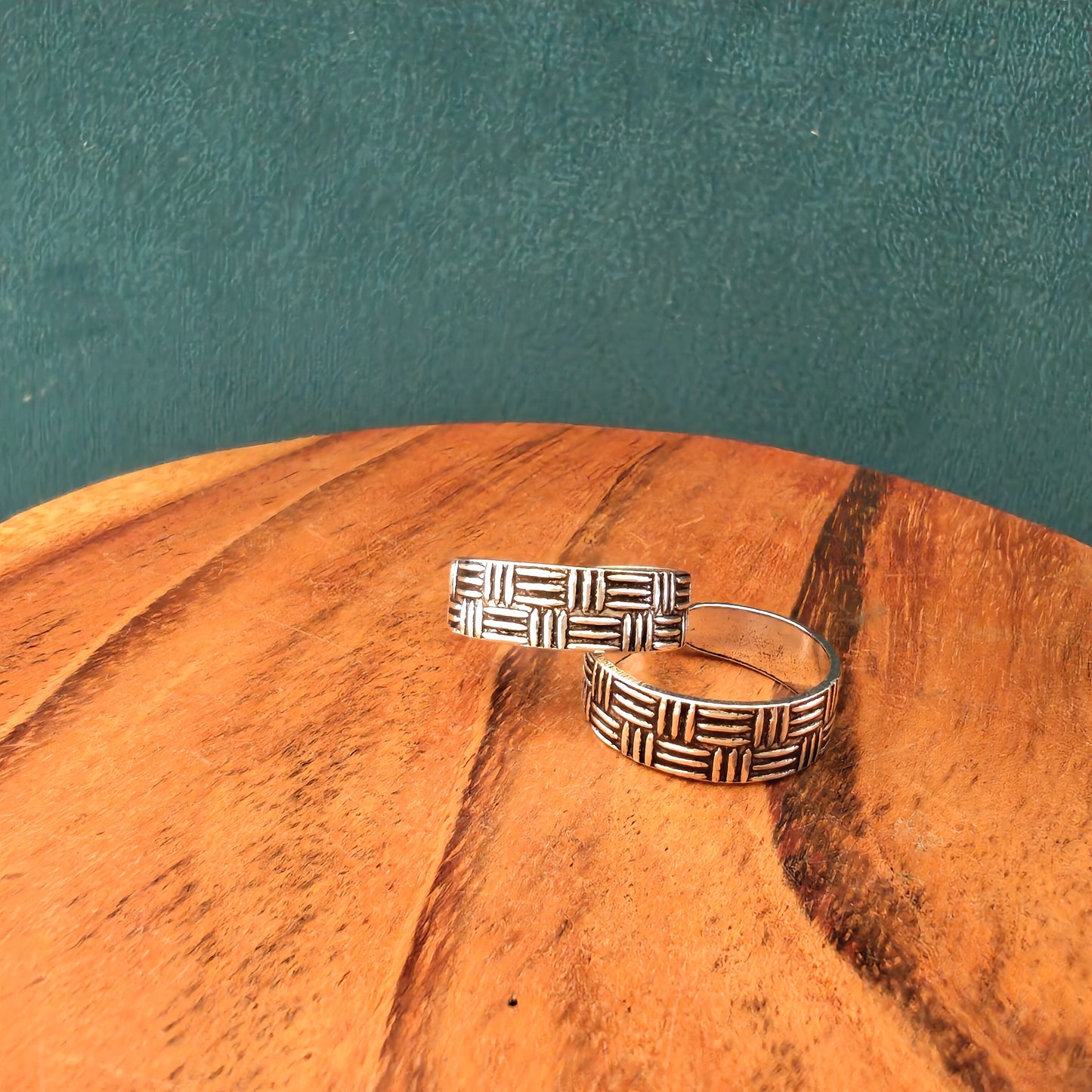 Everyday Intricate Weave Textured Silver Toe Ring