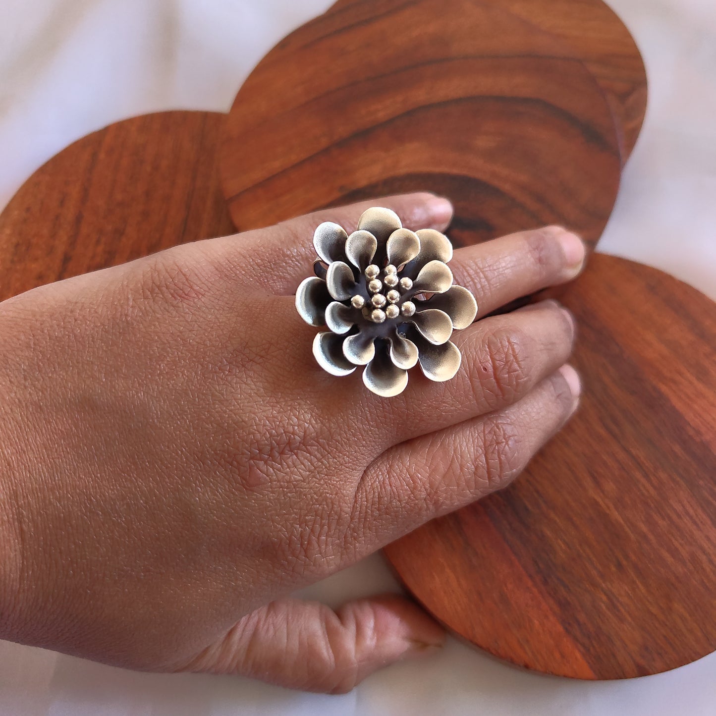 Statement 3D Designer Floral Cocktail Ring