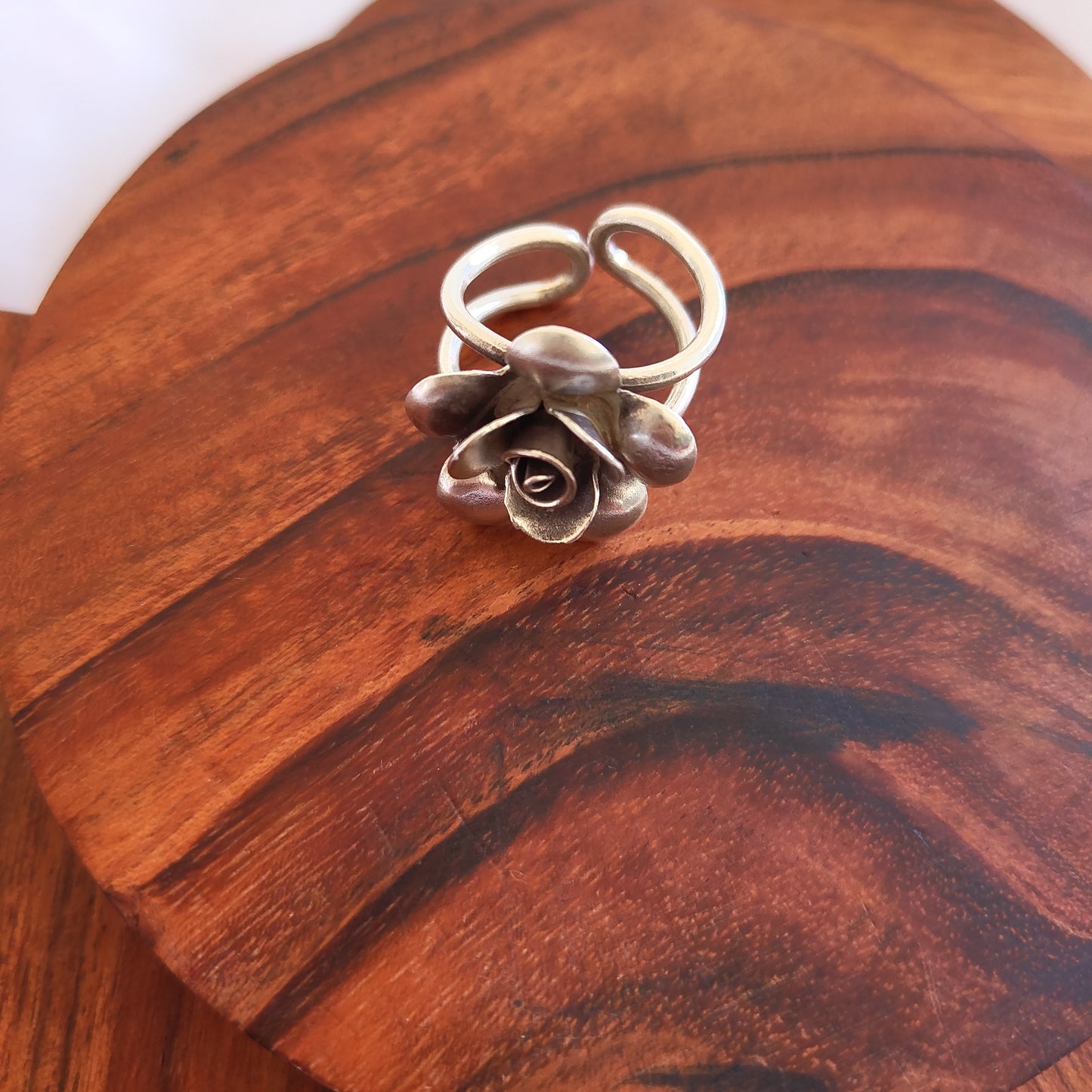 Statement 3D Glossy Rose Floral Ring Small