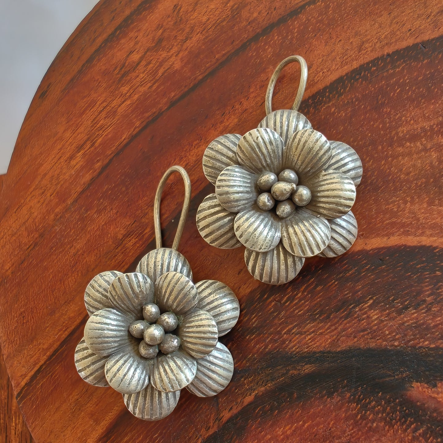 Statement Floral 3D  Textured Earring With Hooks