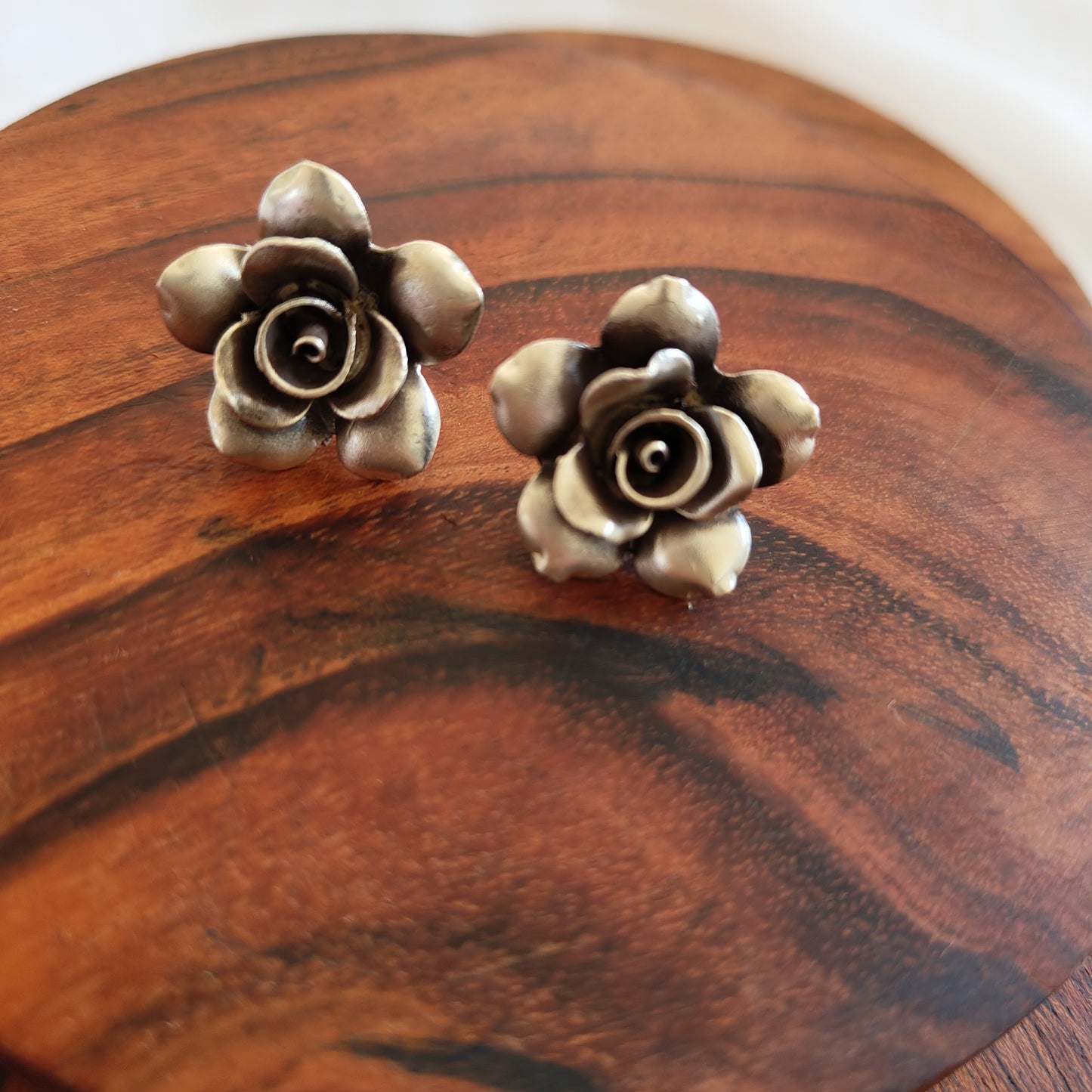 Statement Floral 3D Rose Earring With Post Stud