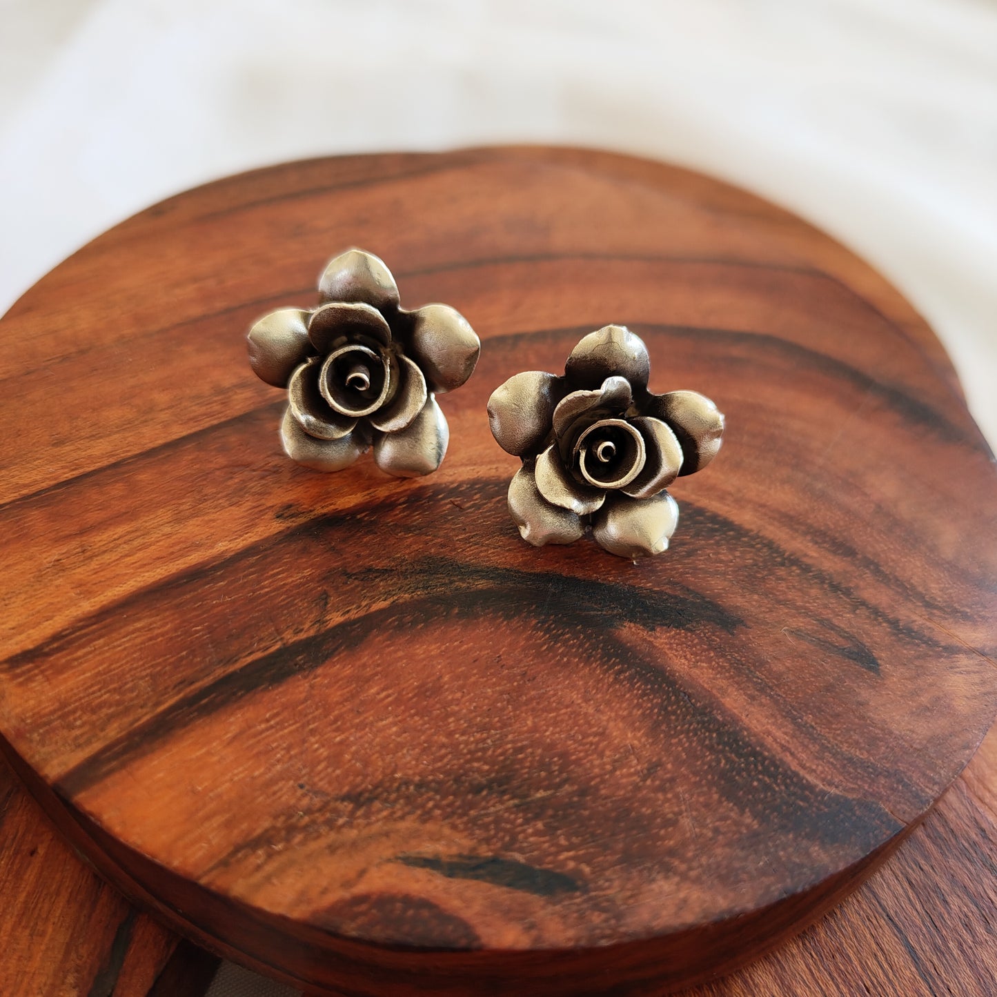 Statement Floral 3D Rose Earring With Post Stud