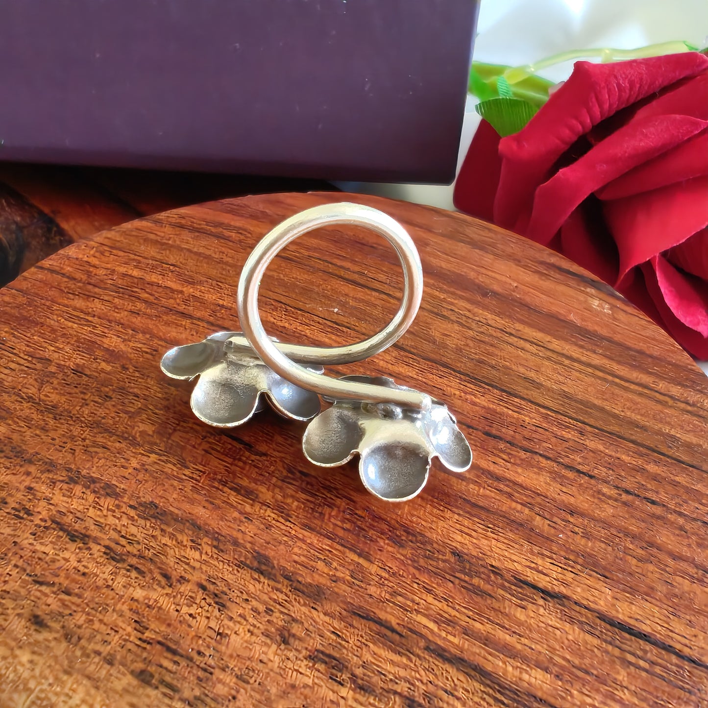 Statement Exclusive Cocktail 3D Double Rose Floral Ring