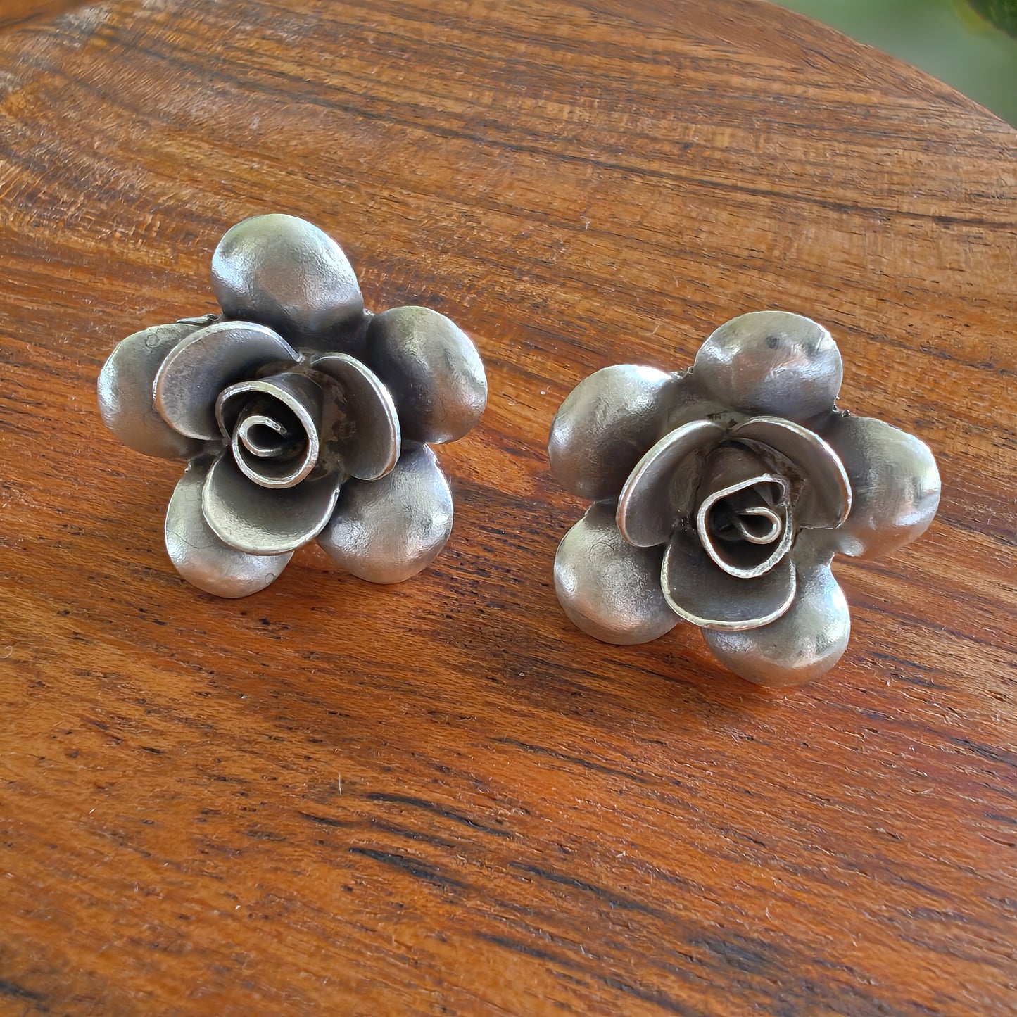 Floral 3D Glossy Rose Earring With Post Stud Small