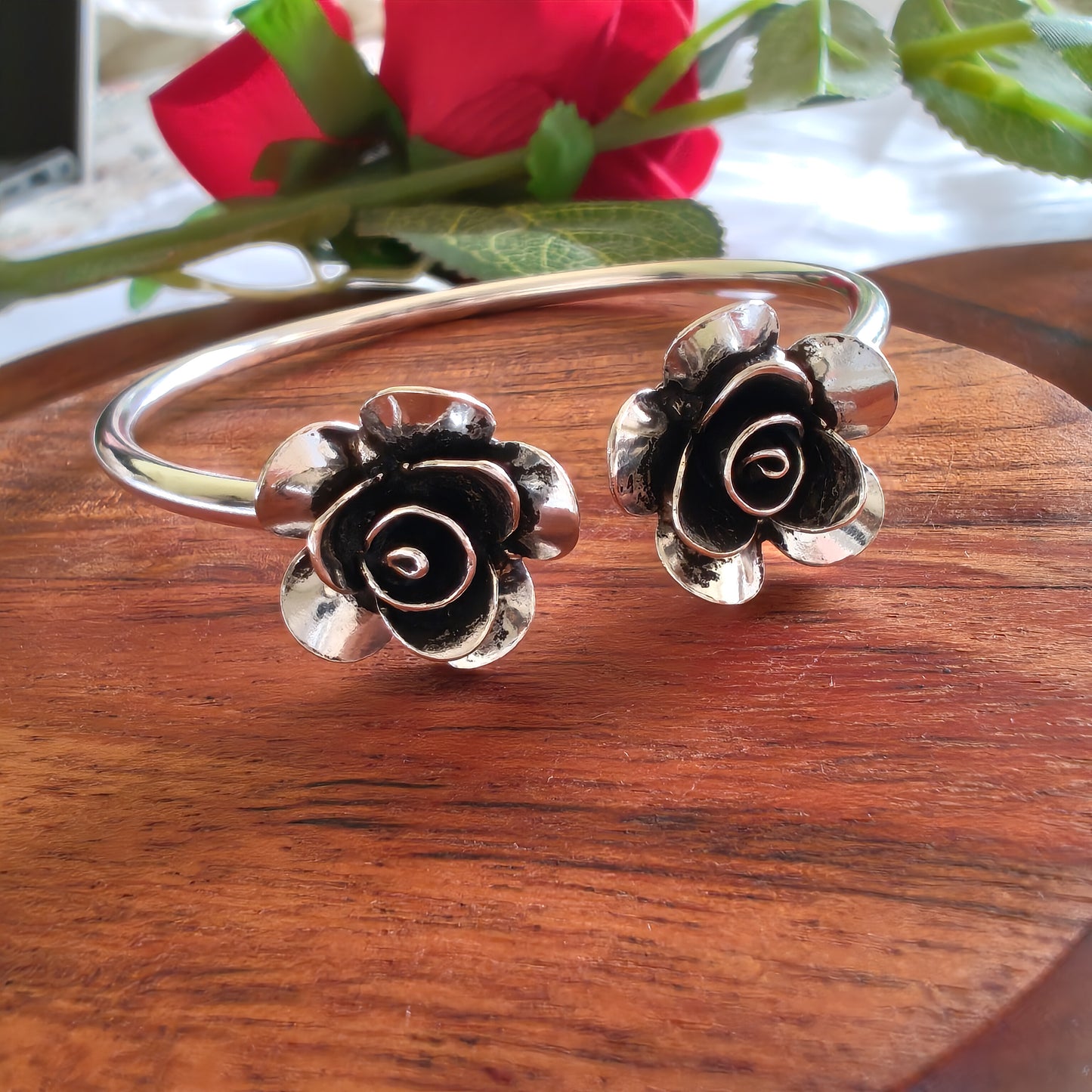 Dainty Light Weight Double Rose Open Kada