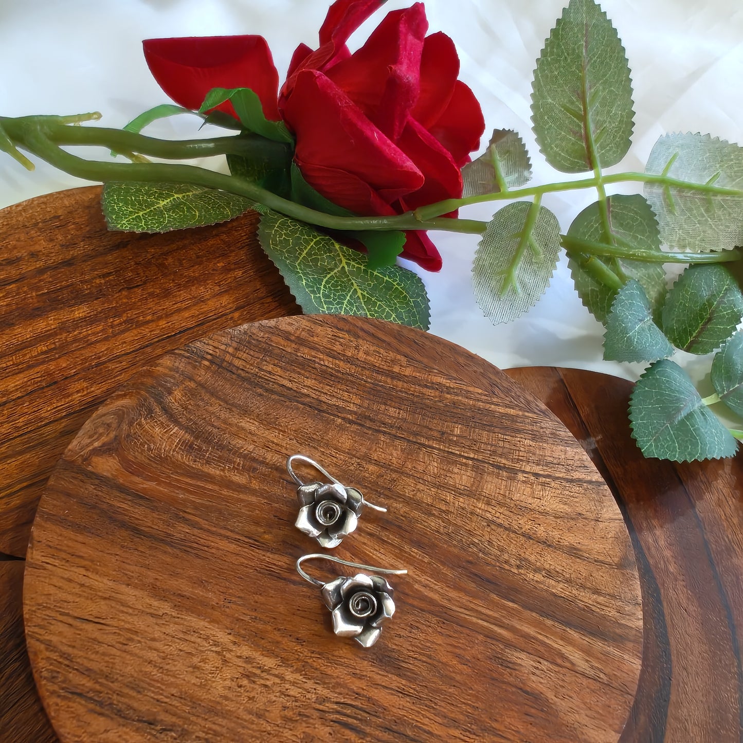 3D Floral Rose Earring with Hooks Mini