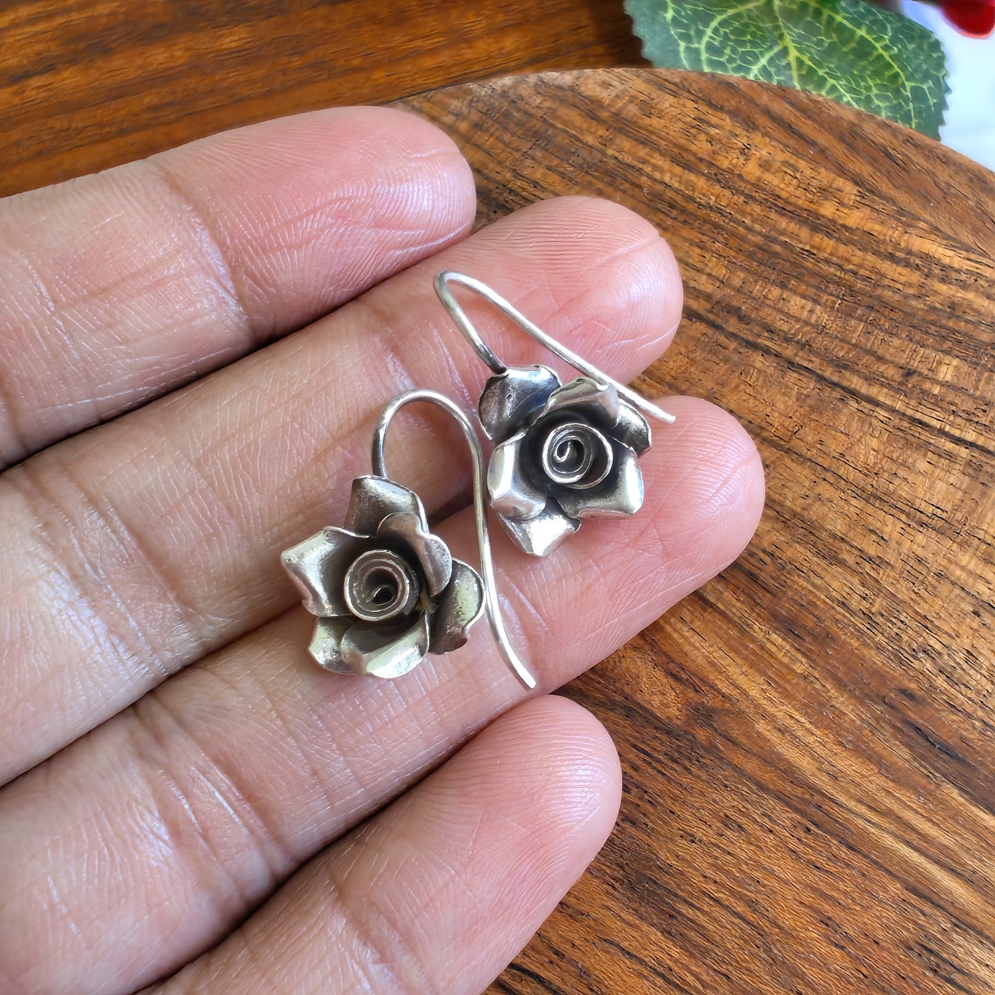 3D Floral Rose Earring with Hooks Mini