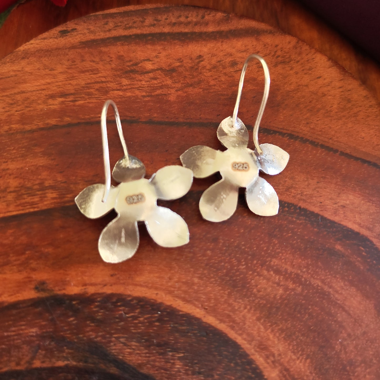 3D Floral Five Petal Earring with Hooks Small