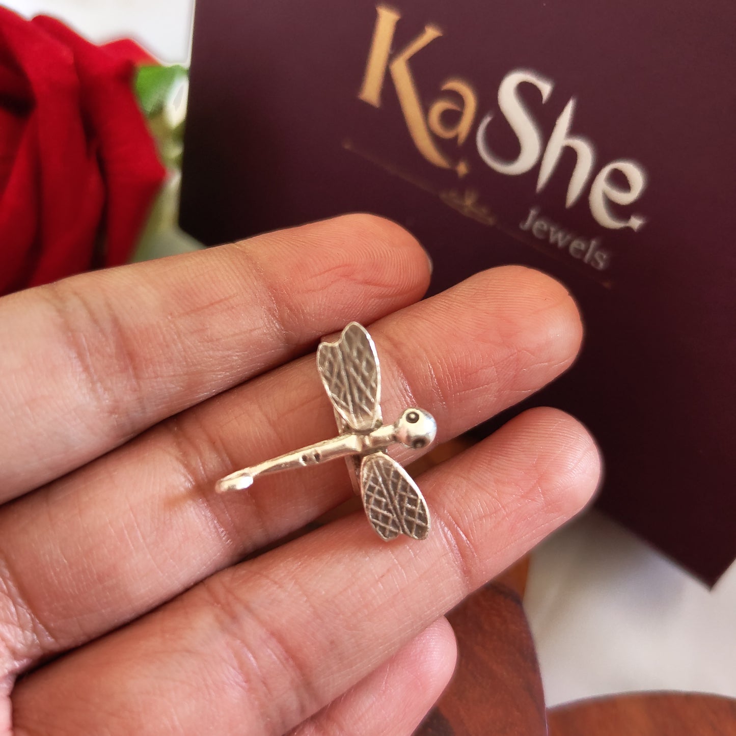 Dragonfly Adjustable Ring With Texture