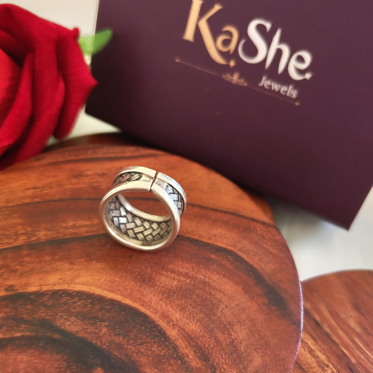 Boho Braided Sterling Silver Ring