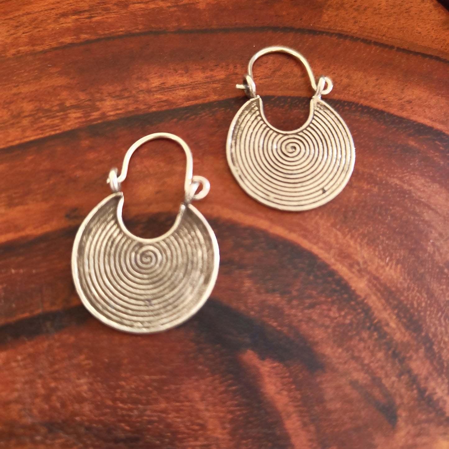 Crescent Textured Earrings with Locking Hooks