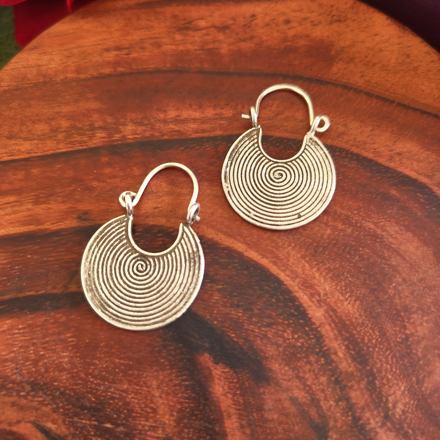 Crescent Textured Earrings with Locking Hooks