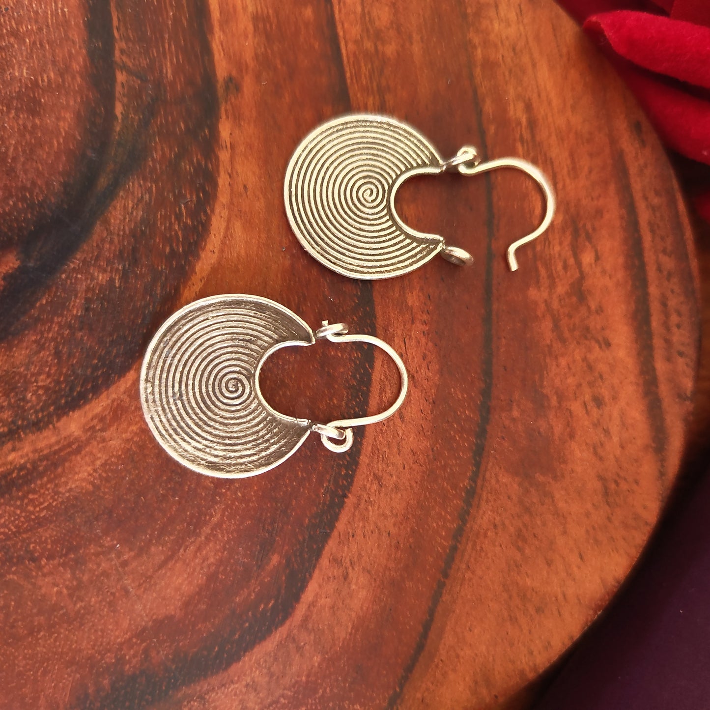 Crescent Textured Earrings with Locking Hooks