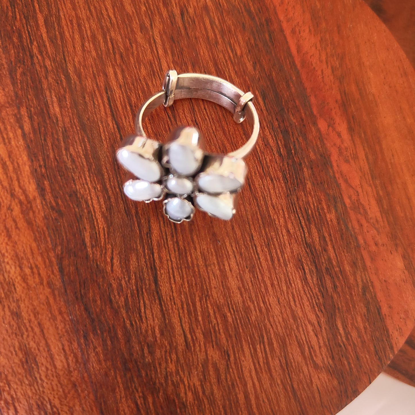 Versatile Classic Cut Pearl Floral Adjustable Ring