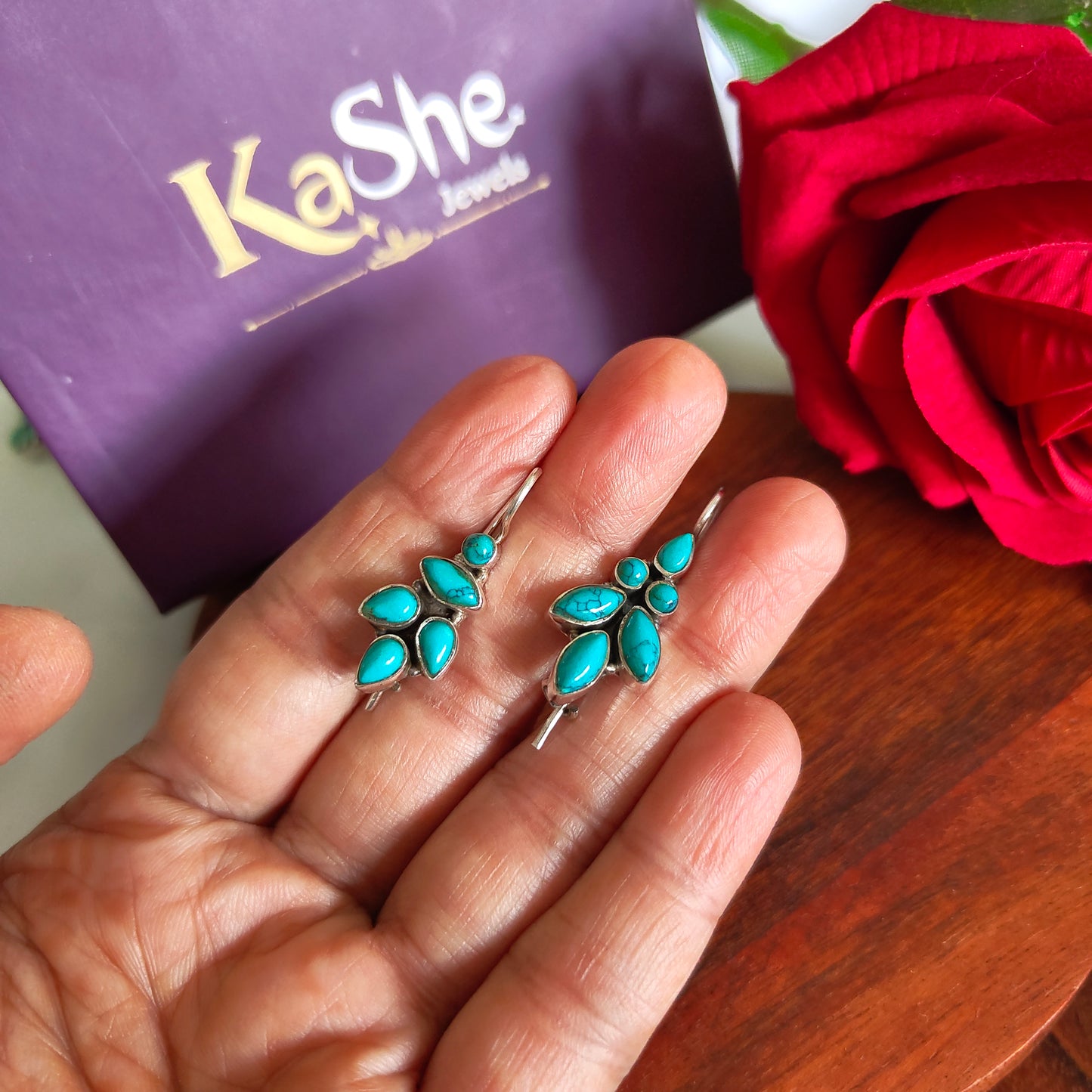 Leaf Turquoise Hook Earring