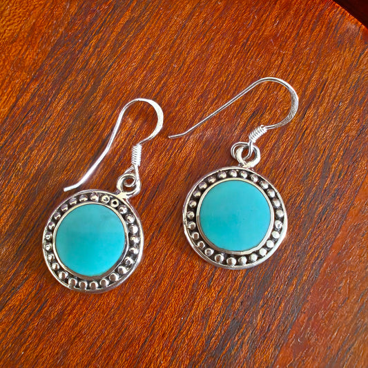 Classic Turquoise Circular Dangler With Rawa