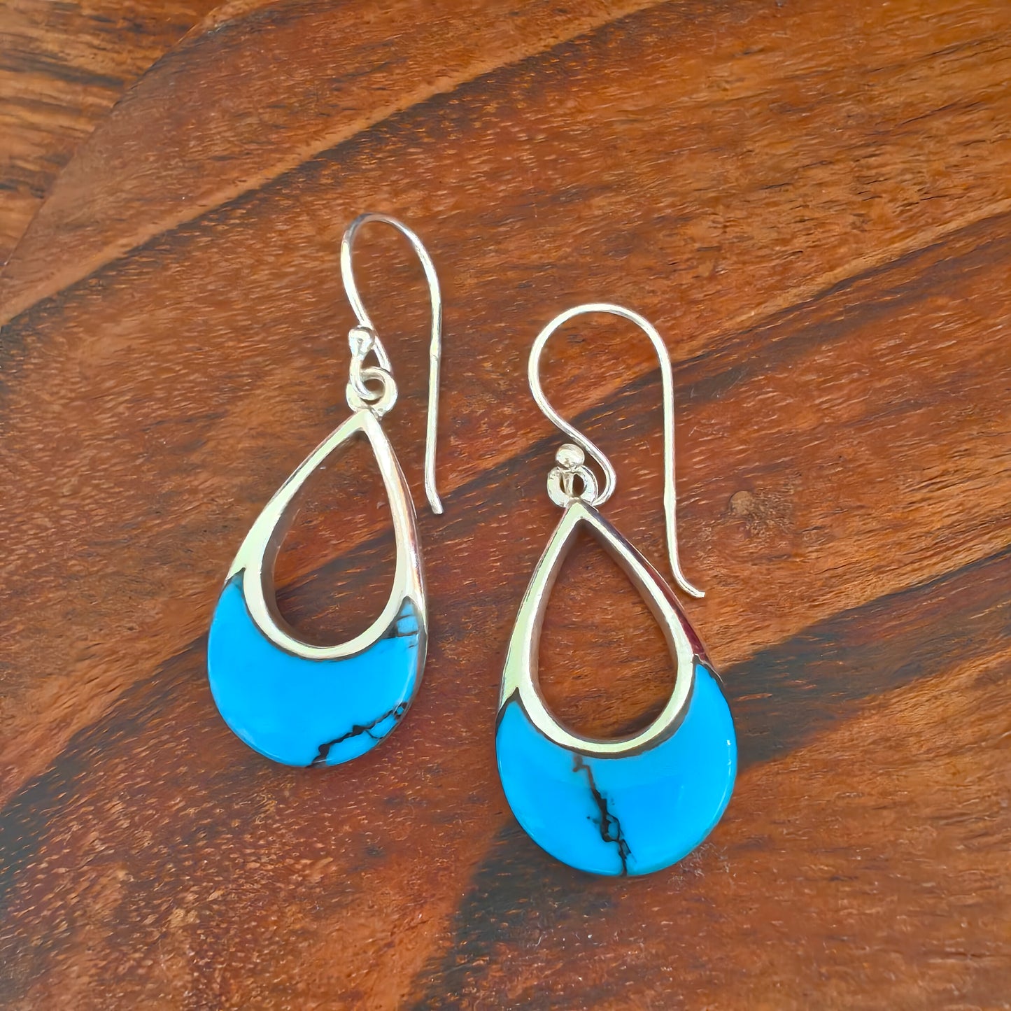 925 Silver Blue Turquoise Pear Shape Dangler