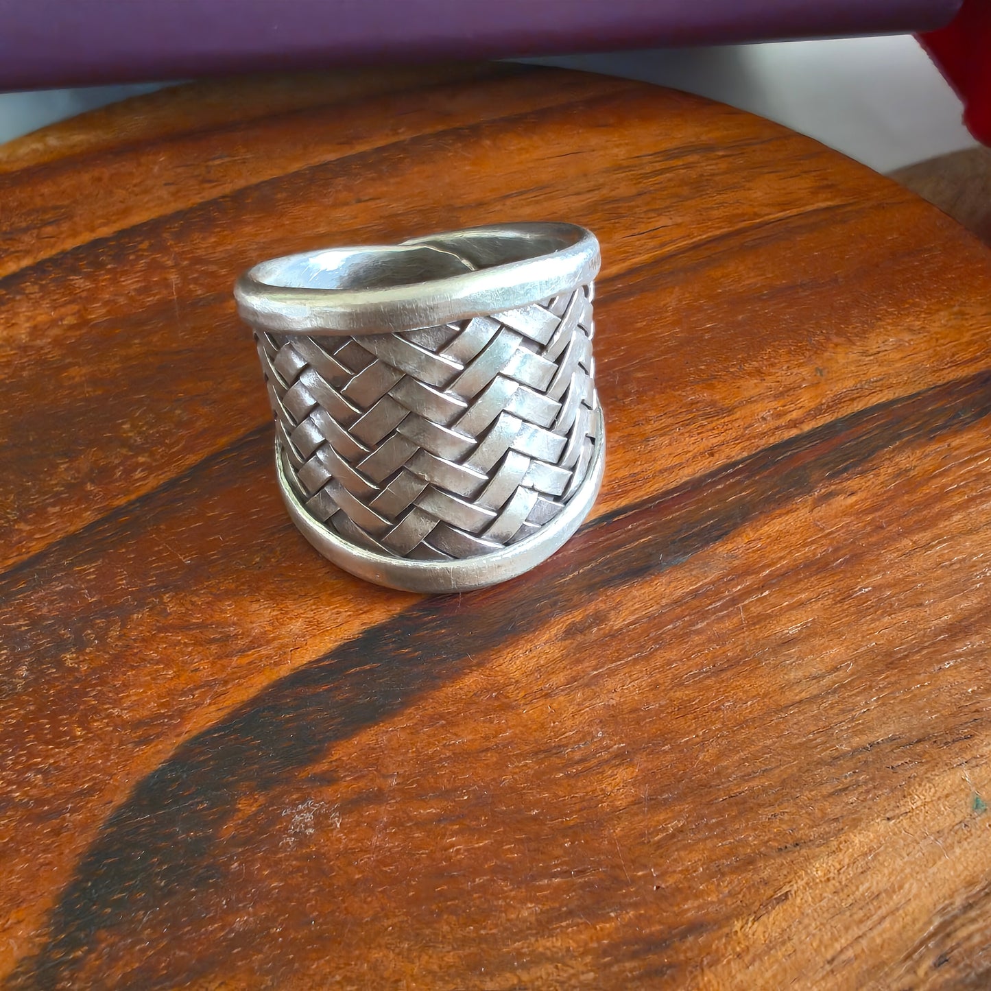 Boho Braided Sterling Silver Ring Medium