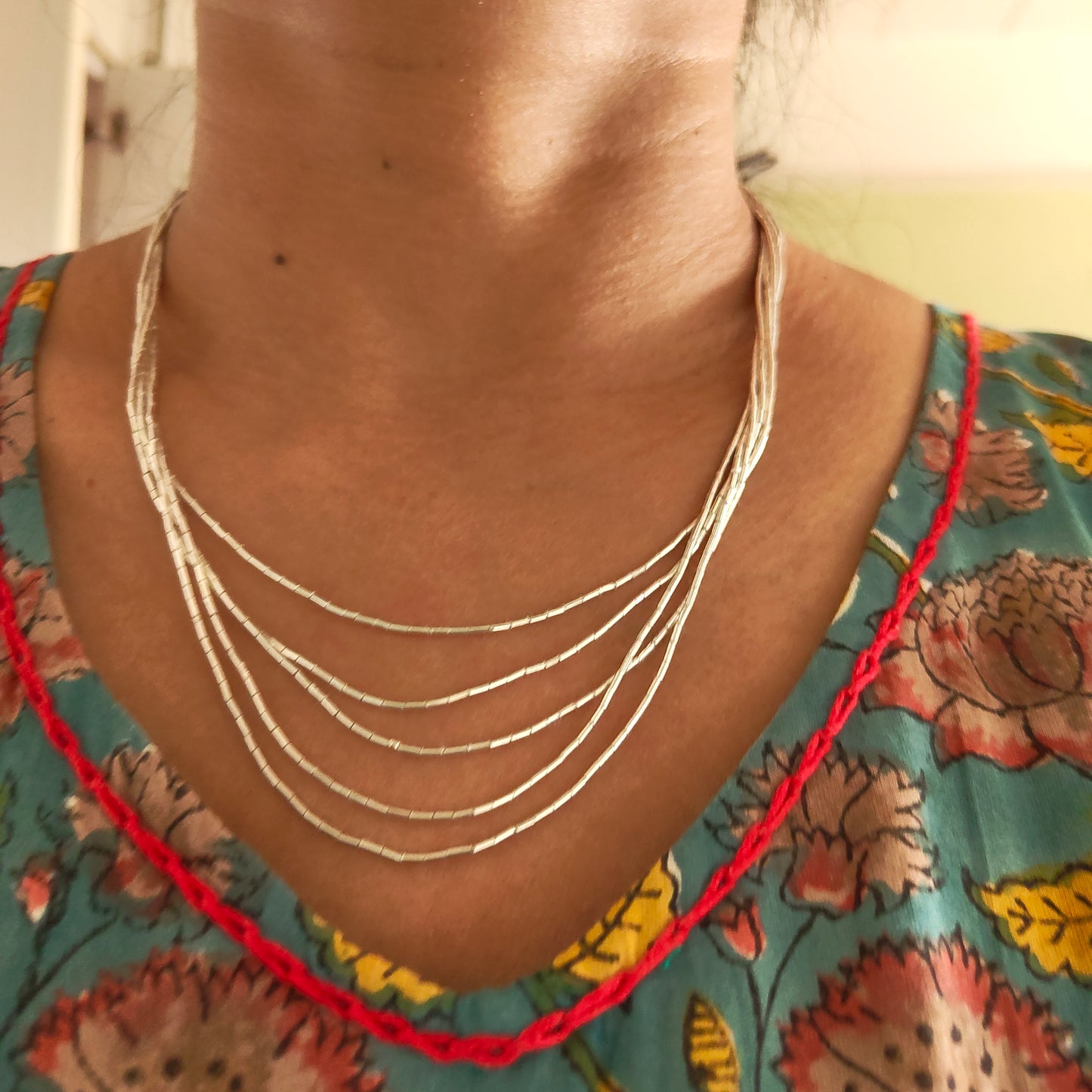 925 Silver Multi Layered Chain Necklace