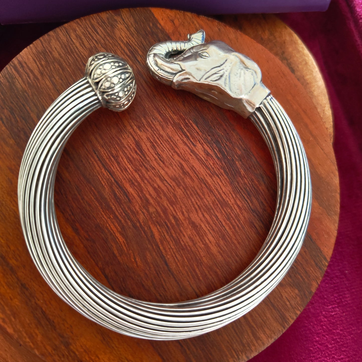 Exclusive Silver Adjustable Elephant Kada Bangle