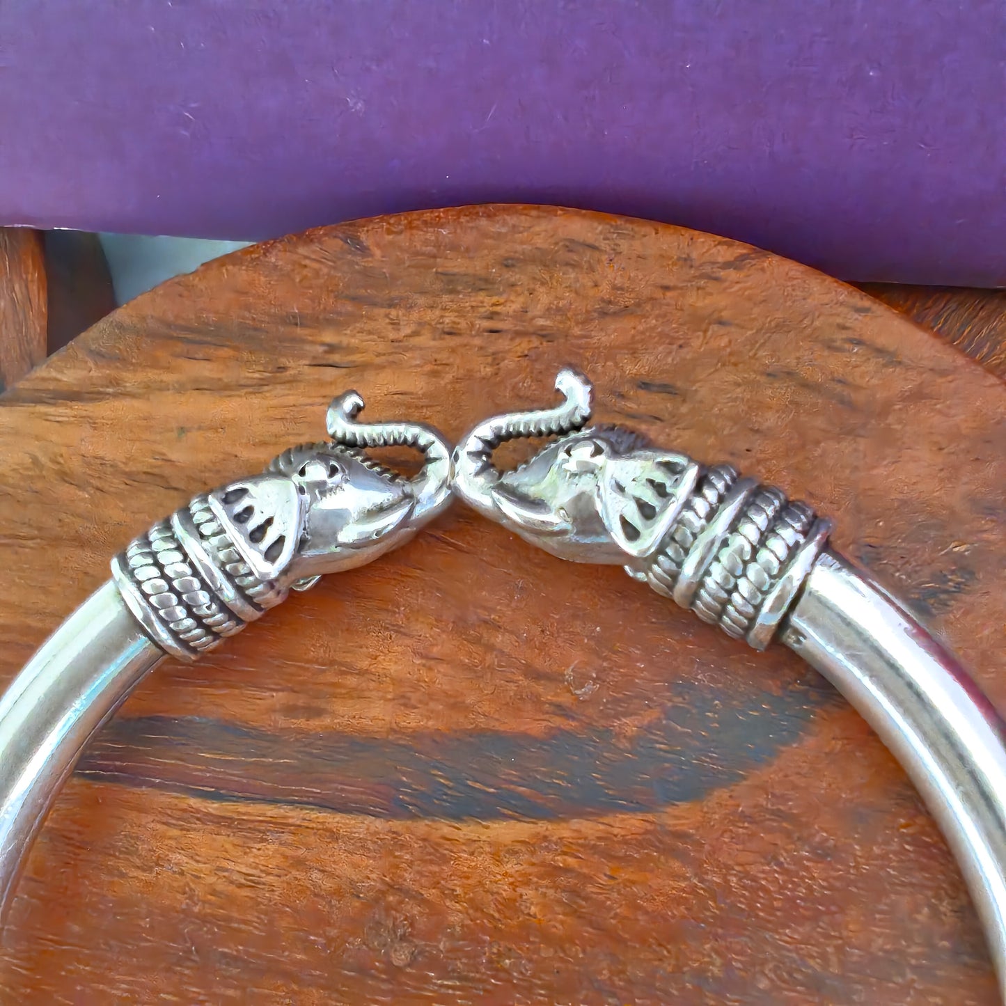 Silver Plain Everyday Wear Elephant Kada Bangle