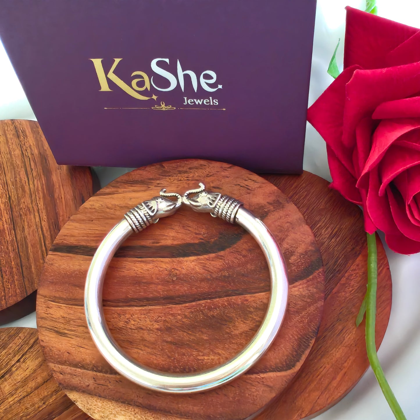 Silver Plain Everyday Wear Elephant Kada Bangle