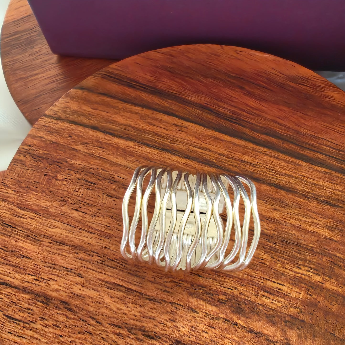 Boho Wire Waves Sterling Silver Ring Long