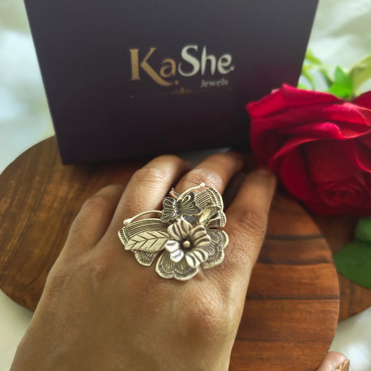 Statement Butterfly Ring With Charms