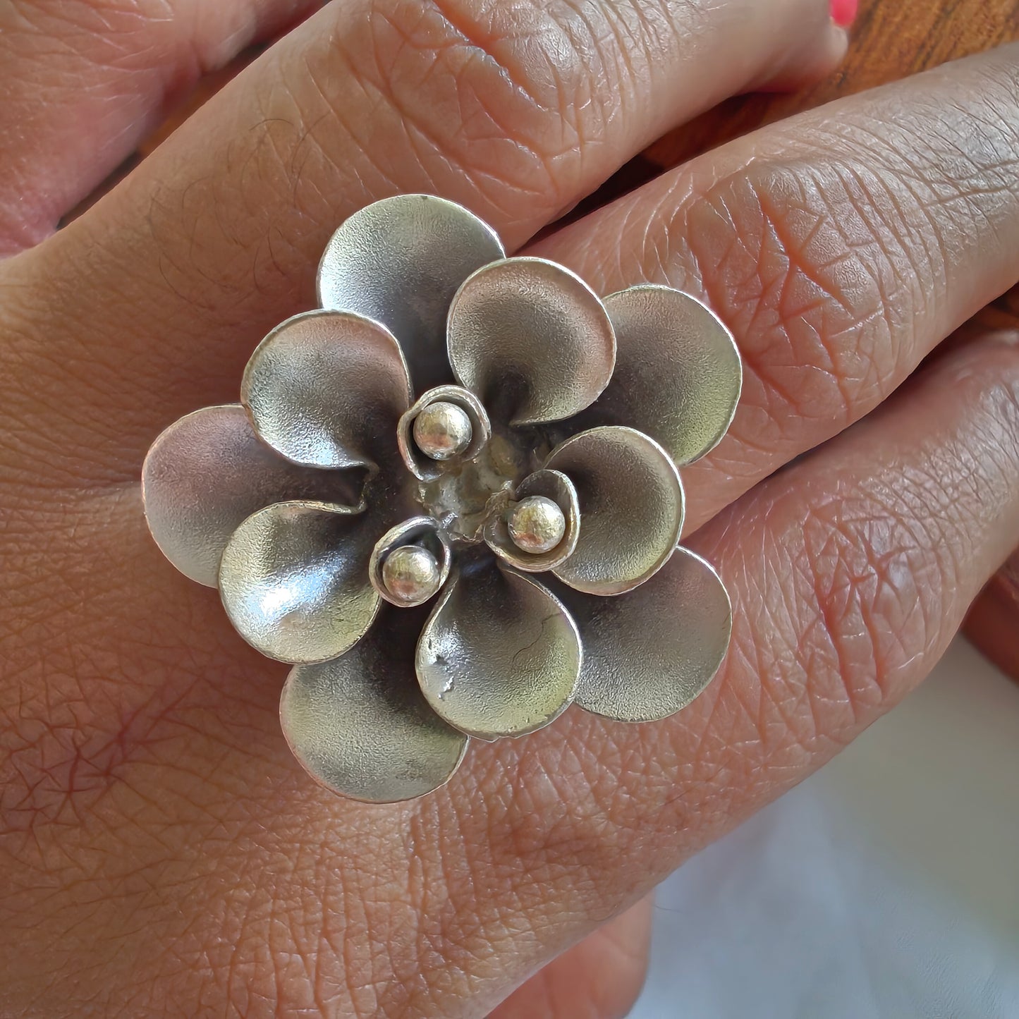 Statement 3D Designer Hibiscus Ring Medium