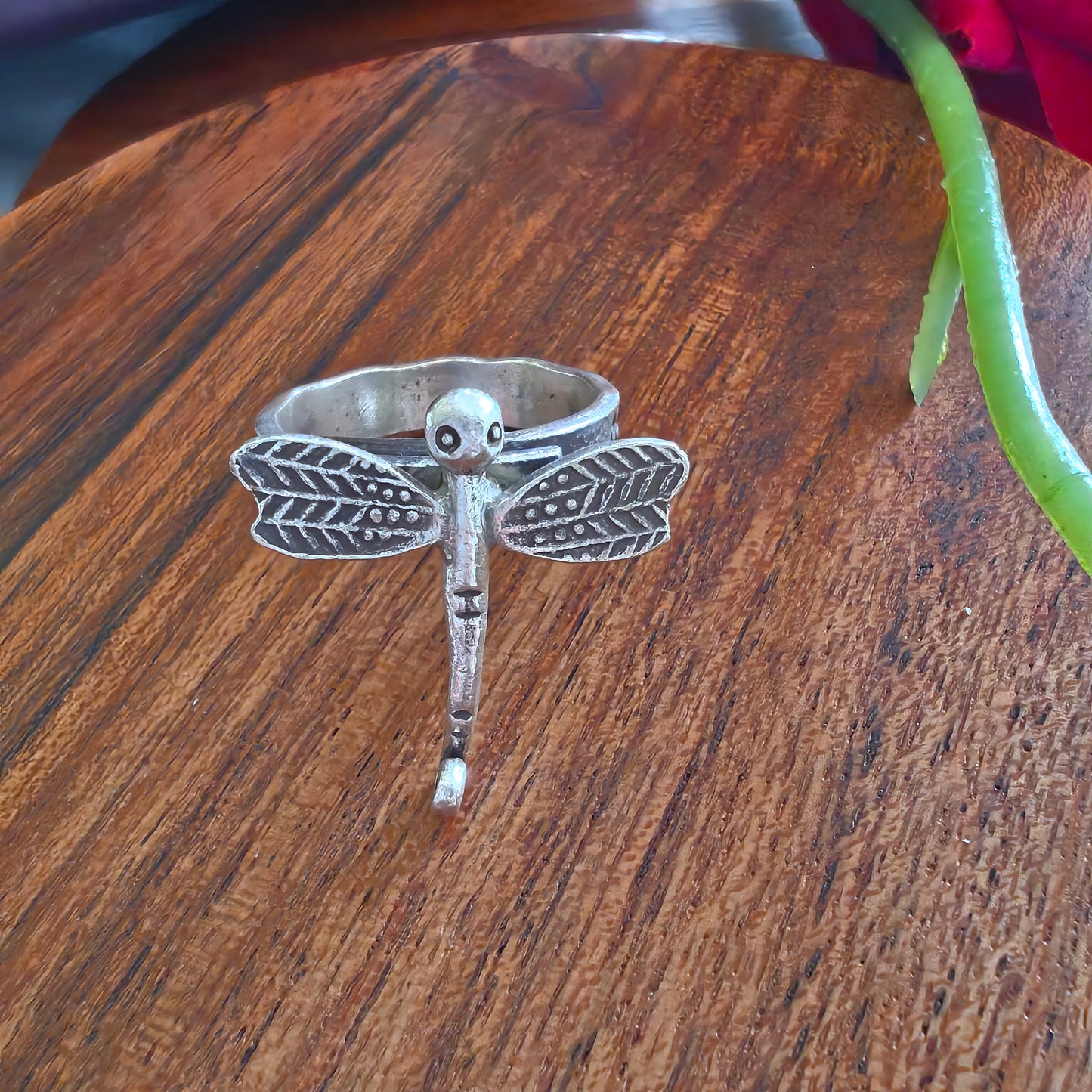 Dragonfly Adjustable Ring With Texture