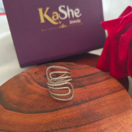 925 Silver Spiral Textured Wire Ring