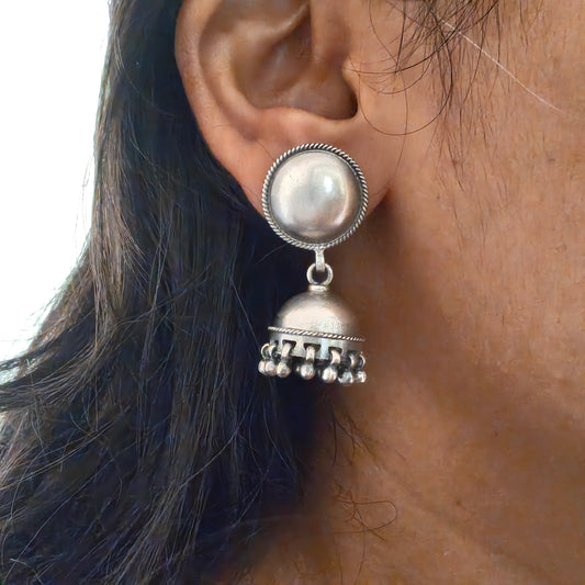 Classic Evergreen 92.5 Silver Statement Jhumka