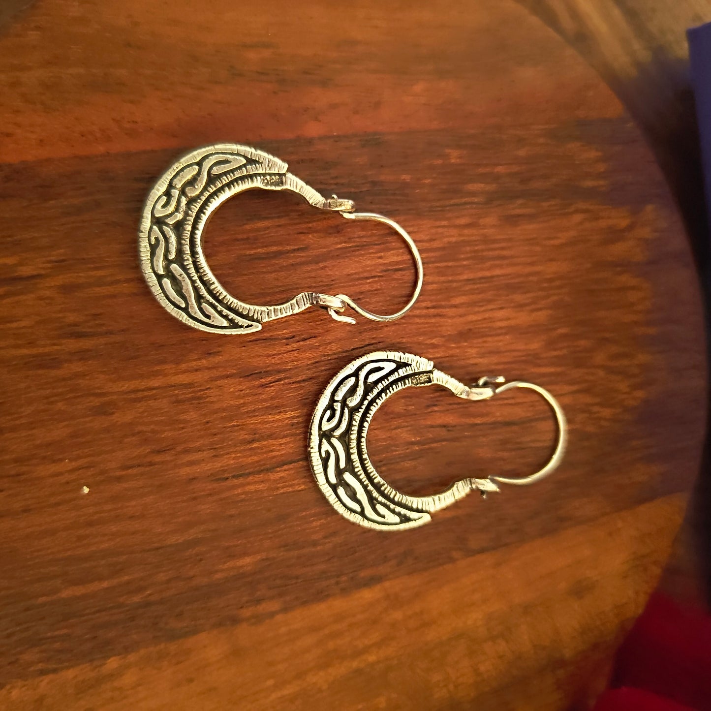 Crescent Textured Earrings with Locking Hooks