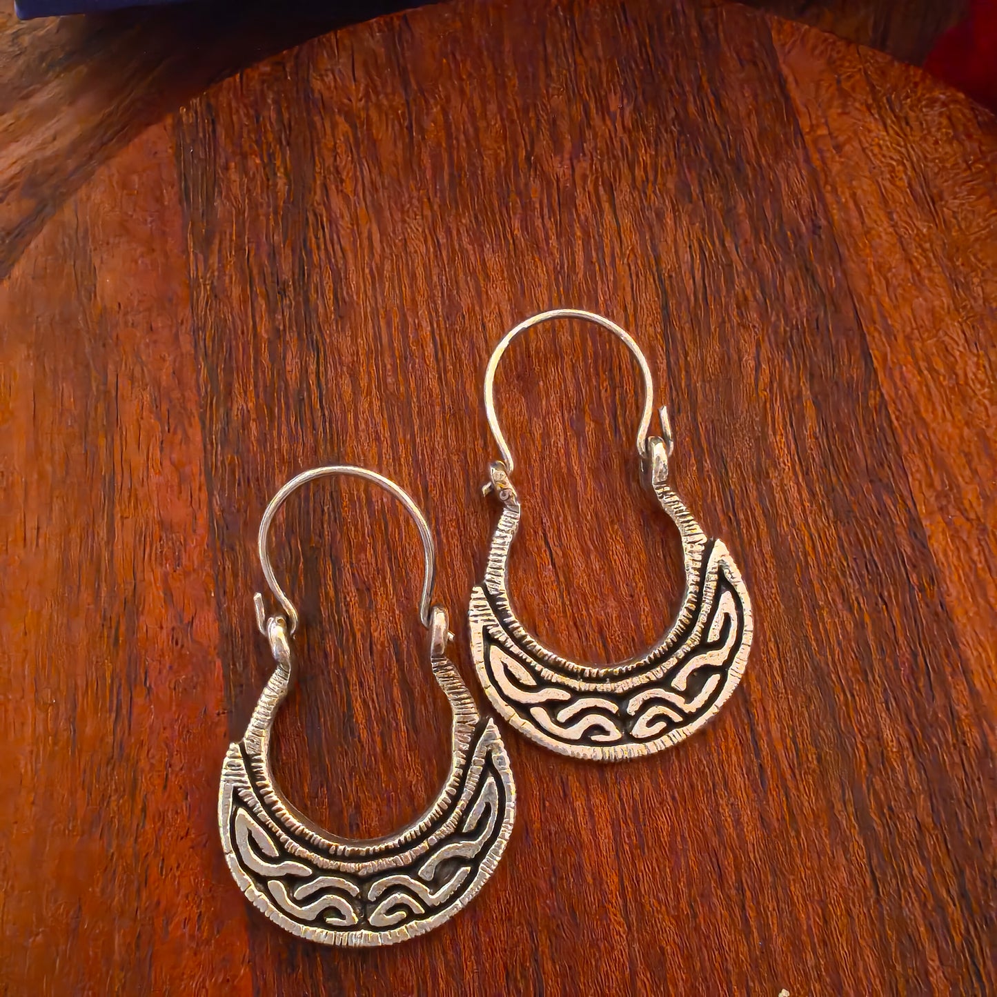 Crescent Textured Earrings with Locking Hooks