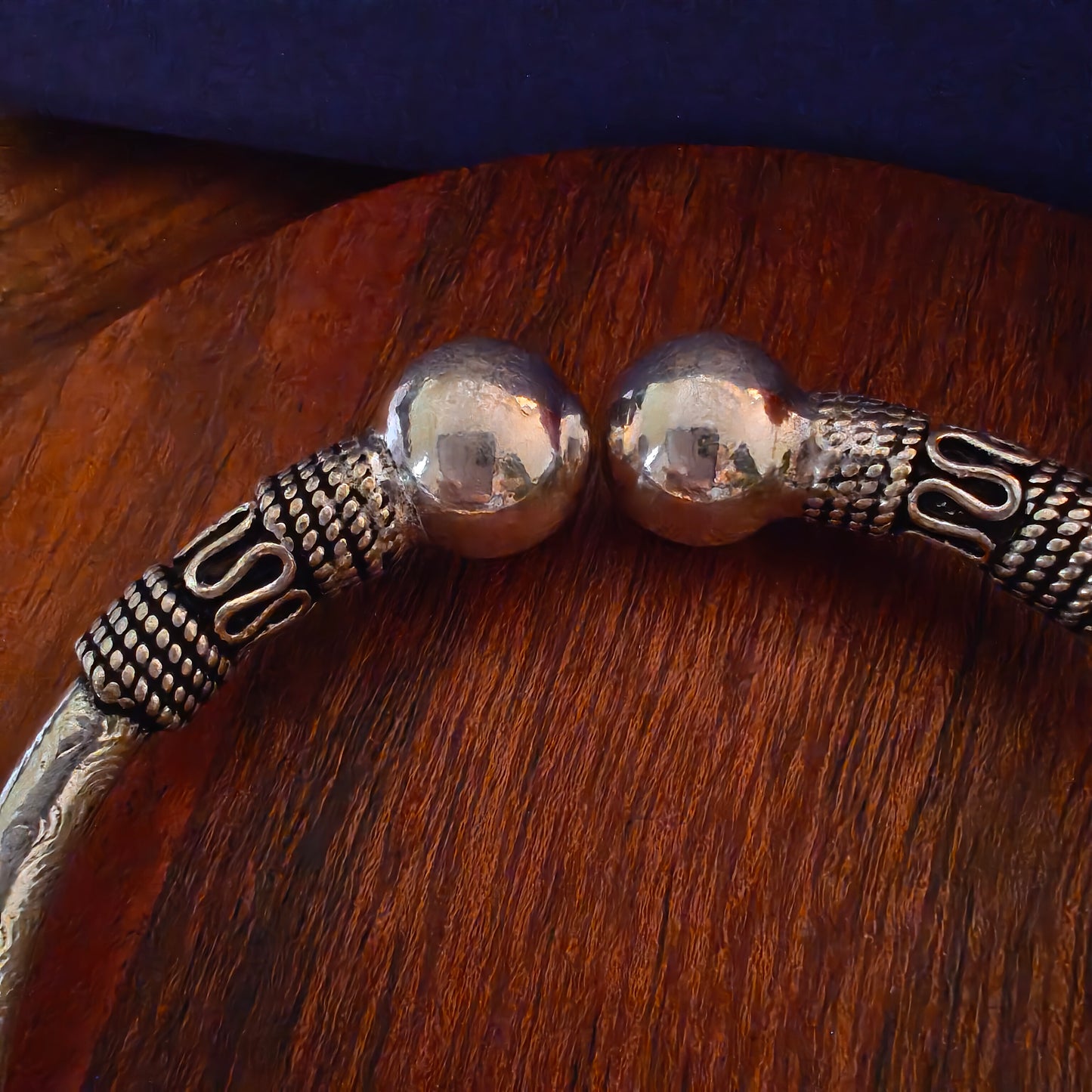 Silver Intricate Textured Ball Kada Bangle Big