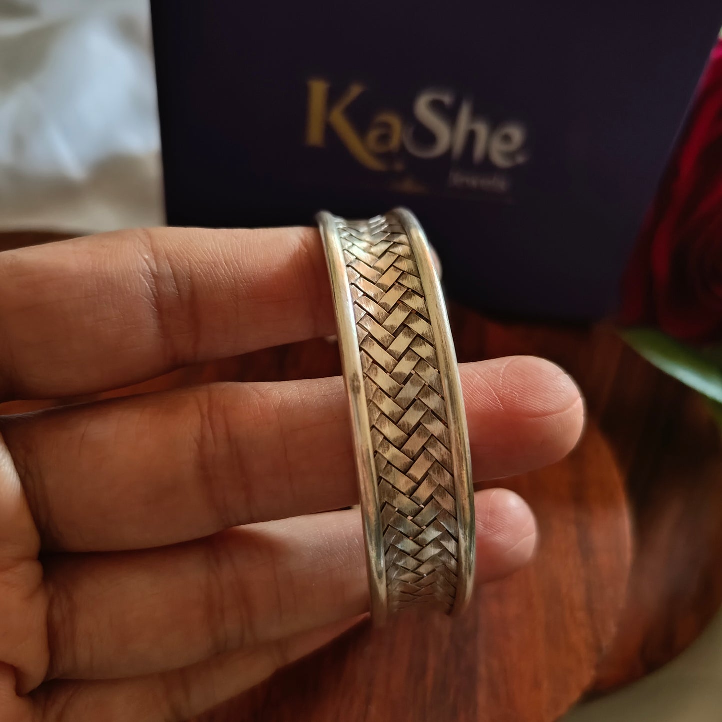 Braided Sterling Silver Cuff Bracelet (iii)