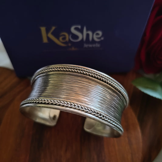 Statement Exclusive Textured Sterling Silver Cuff Bracelet