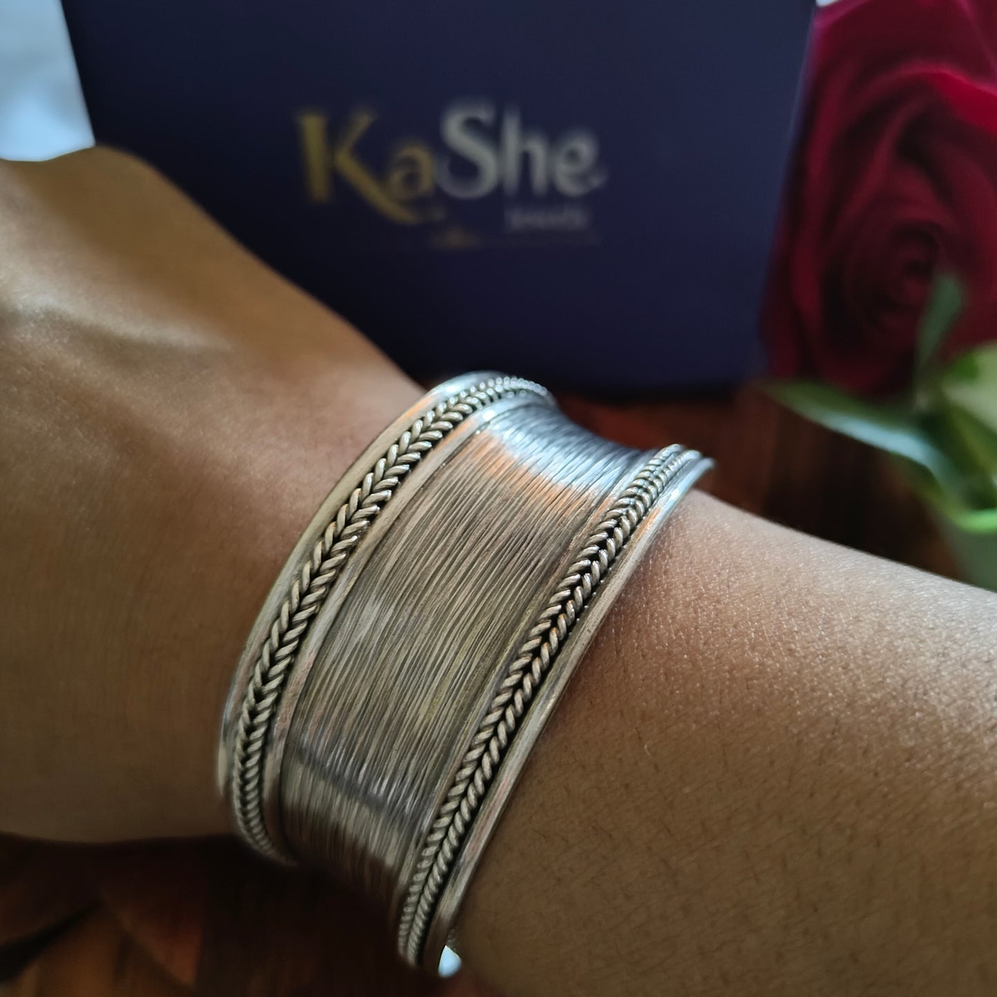 Statement Exclusive Textured Sterling Silver Cuff Bracelet