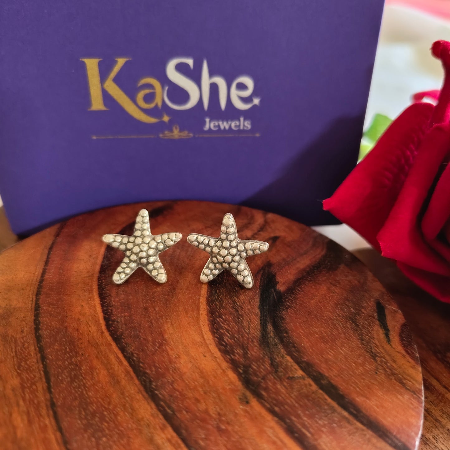 Textured 3D Star Earring With Post Stud