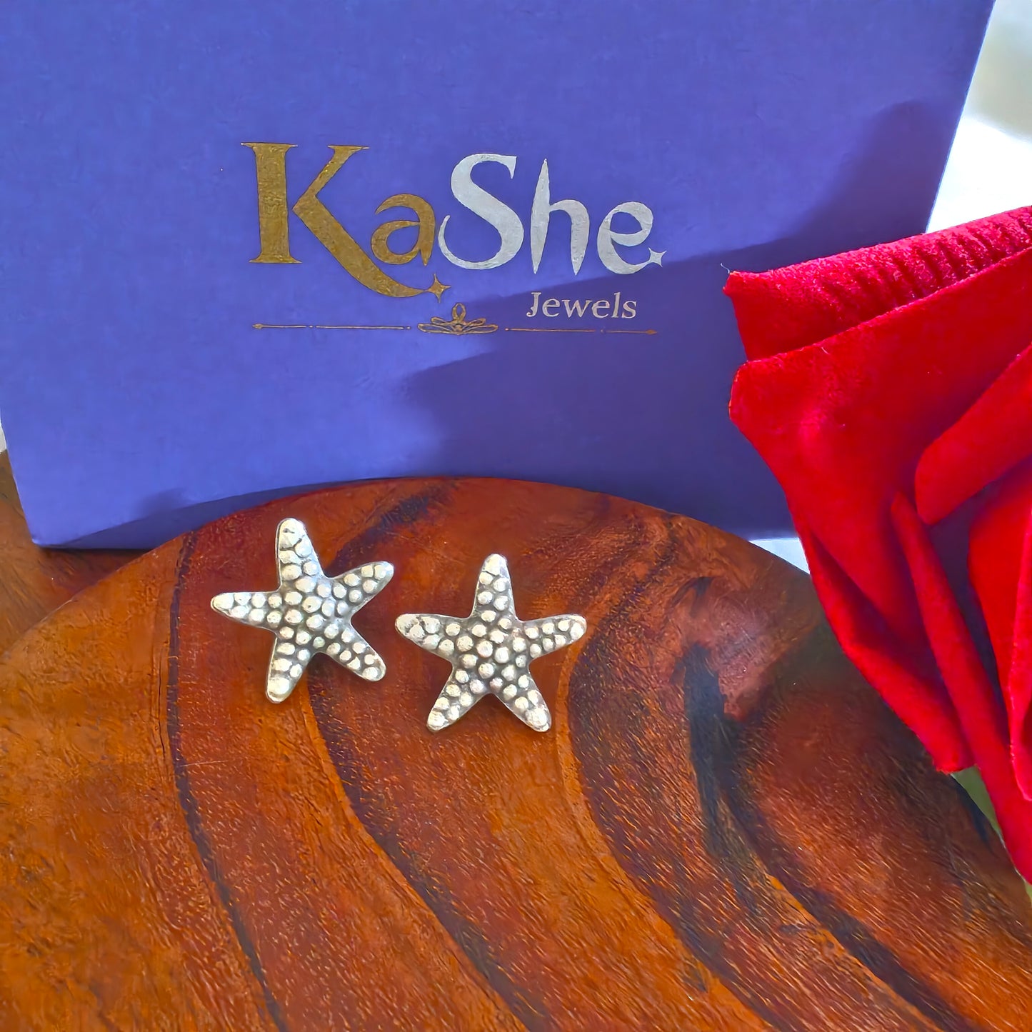 Textured 3D Star Earring With Post Stud