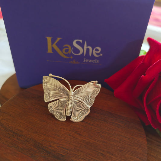 Butterfly Adjustable Ring With Texture