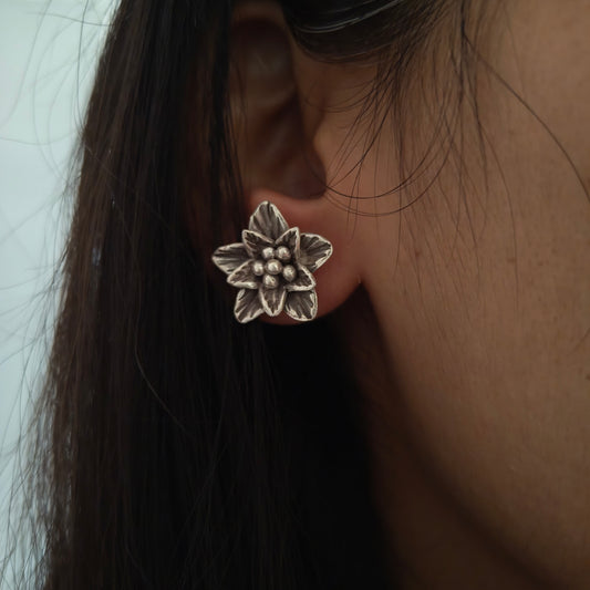 Hibiscus Floral 3D Earring With Post Stud Small