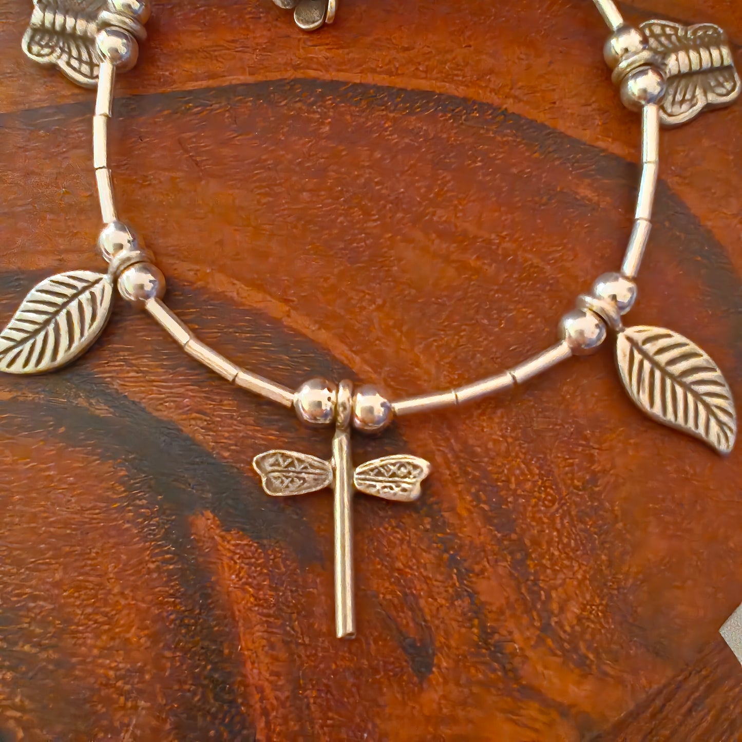 Exquisite Loose Bracelet With Dragonfly, Butterfly And Leaf Charms